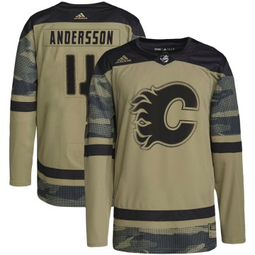 Authentic Adidas Youth Rasmus Andersson Calgary Flames Military Appreciation Practice Jersey - Camo