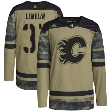 Authentic Adidas Youth Rejean Lemelin Calgary Flames Military Appreciation Practice Jersey - Camo