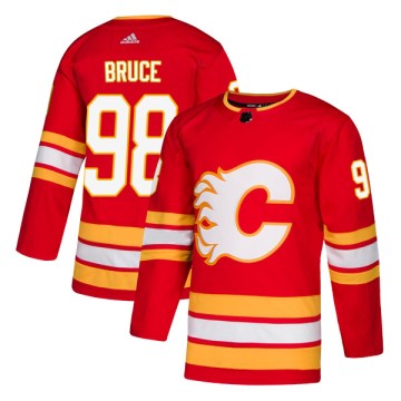 Authentic Adidas Youth Riley Bruce Calgary Flames Alternate Jersey - Red