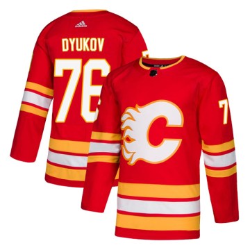 Authentic Adidas Youth Roman Dyukov Calgary Flames Alternate Jersey - Red