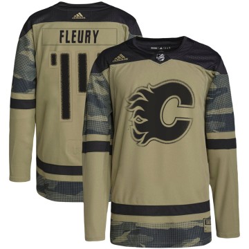 Authentic Adidas Youth Theoren Fleury Calgary Flames Military Appreciation Practice Jersey - Camo