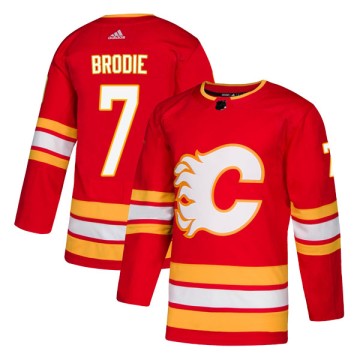 Authentic Adidas Youth T.J. Brodie Calgary Flames Alternate Jersey - Red