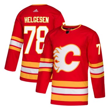 Authentic Adidas Youth Tyson Helgesen Calgary Flames Alternate Jersey - Red