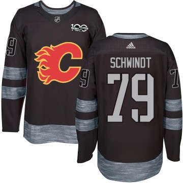 Authentic Men's Cole Schwindt Calgary Flames 1917-2017 100th Anniversary Jersey - Black