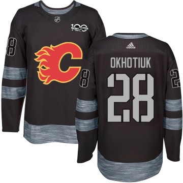 Authentic Men's Nikita Okhotiuk Calgary Flames 1917-2017 100th Anniversary Jersey - Black