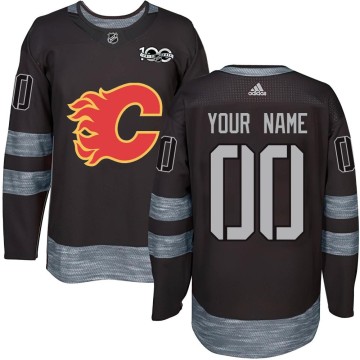 Authentic Youth Custom Calgary Flames Custom 1917-2017 100th Anniversary Jersey - Black