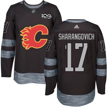 Authentic Youth Yegor Sharangovich Calgary Flames 1917-2017 100th Anniversary Jersey - Black