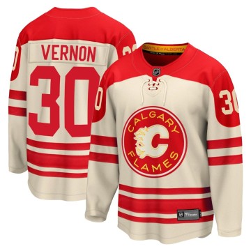 Premier Fanatics Branded Youth Mike Vernon Calgary Flames Breakaway 2023 Heritage Classic Jersey - Cream